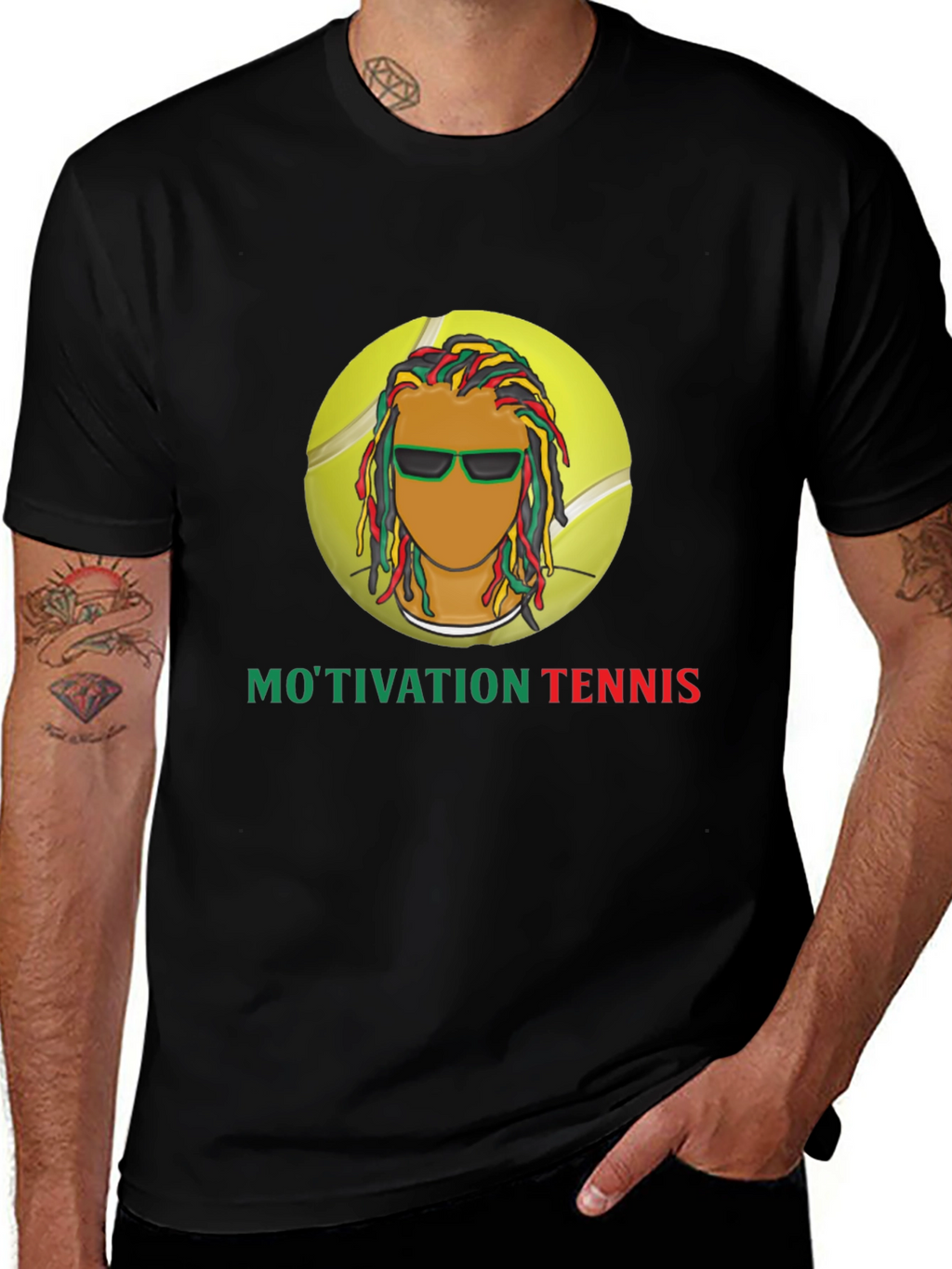 Motivation Tennis Graphic Black T-Shirt