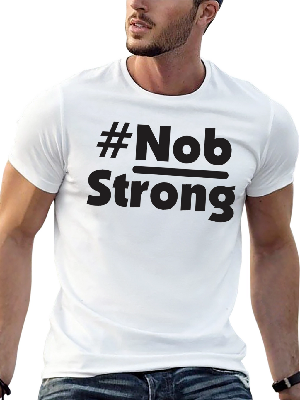 #Nob Strong Black T-Shirt - Trendy Graphic Tee