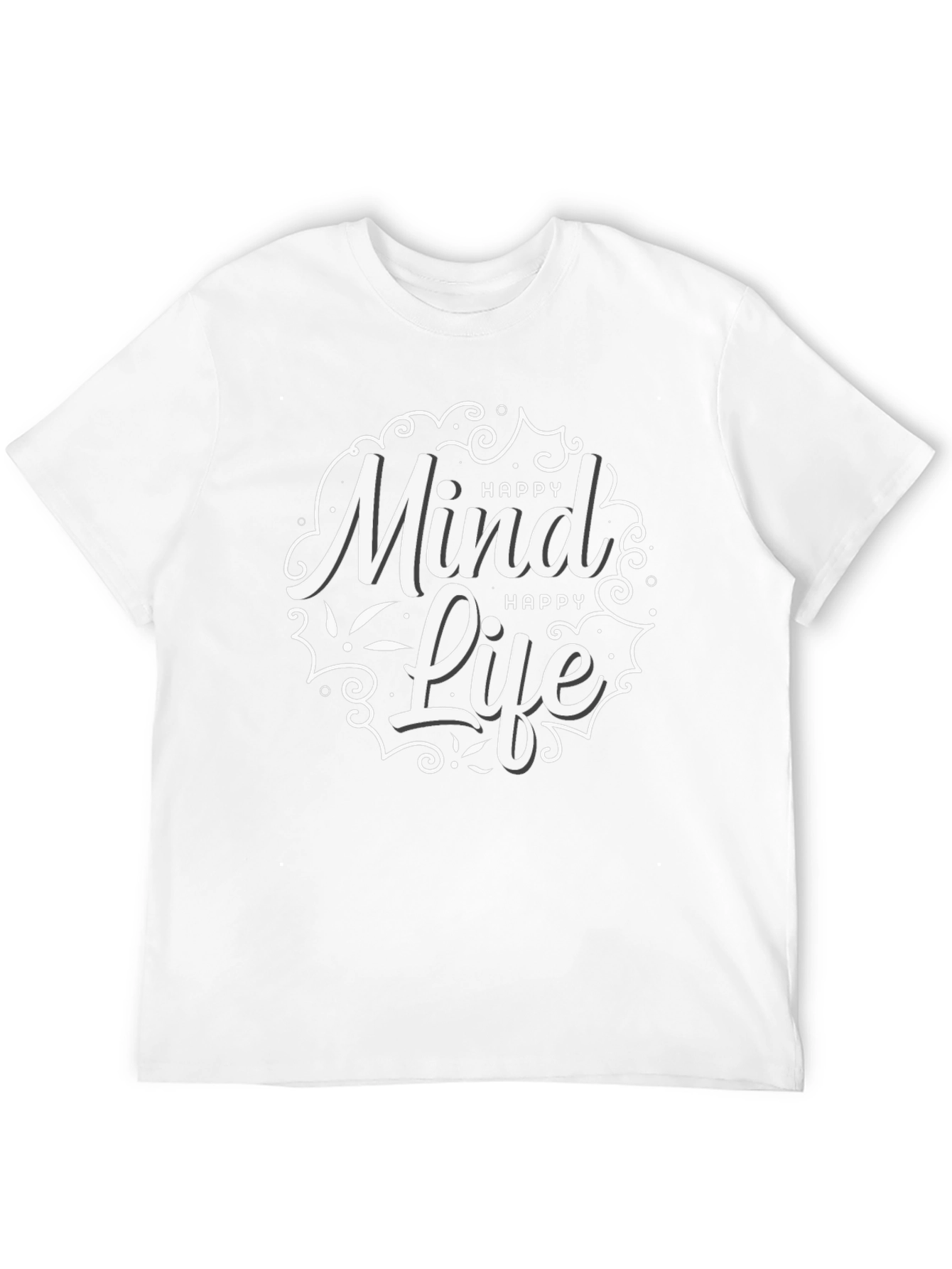 Happy Mind Happy Life Black Graphic T-Shirt
