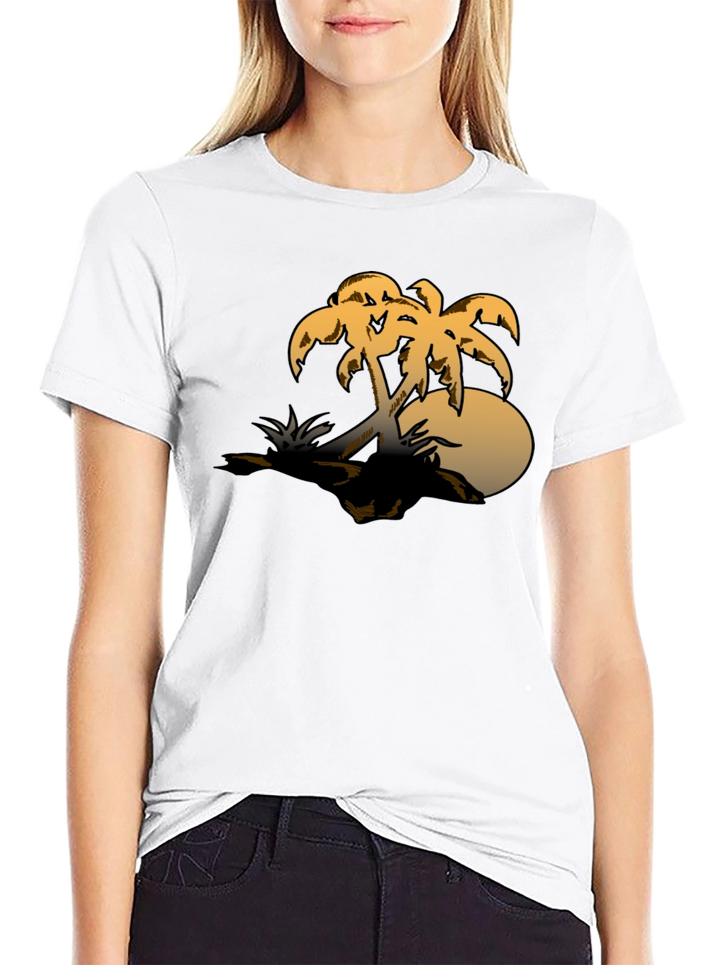Tropical Palm Tree Graphic Tee - Sunset Island Vibes