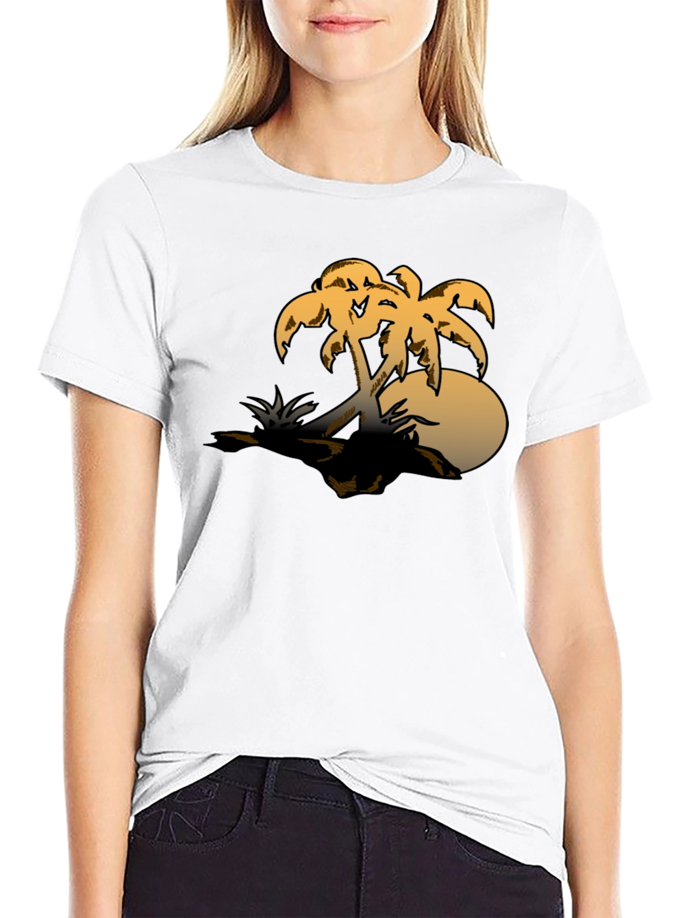 Tropical Palm Tree Graphic Tee - Sunset Island Vibes