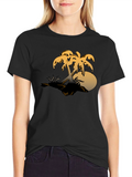 Tropical Palm Tree Graphic Tee - Sunset Island Vibes
