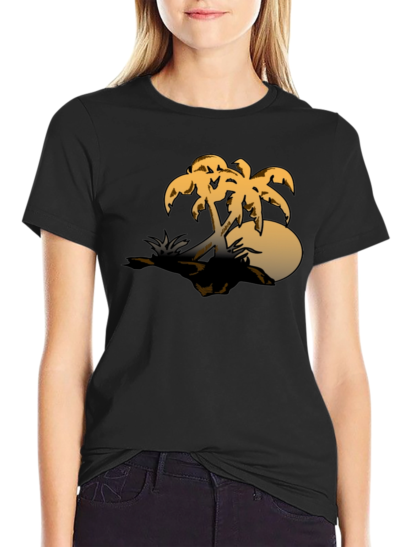 Tropical Palm Tree Graphic Tee - Sunset Island Vibes