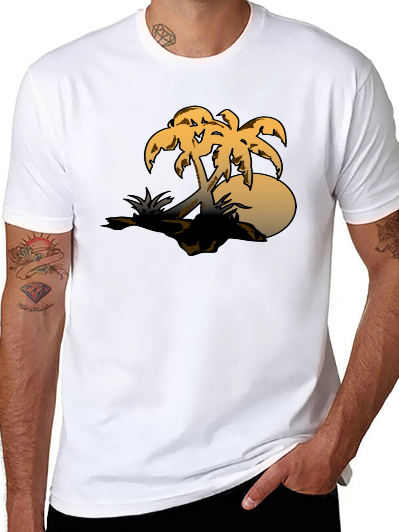 Tropical Palm Tree Graphic Tee - Sunset Island Vibes