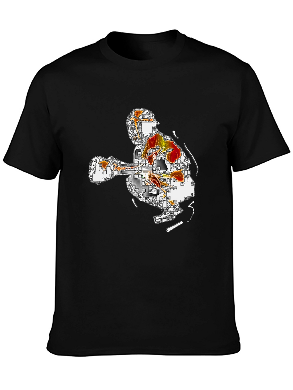 Abstract Art Graphic Tee - Black Casual T-Shirt