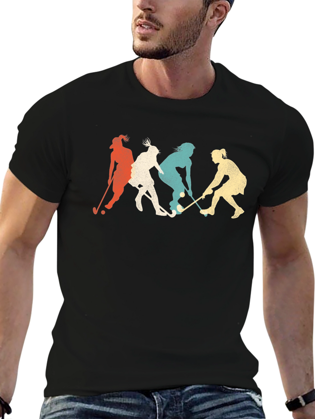 Field Hockey Player Retro T-Shirt