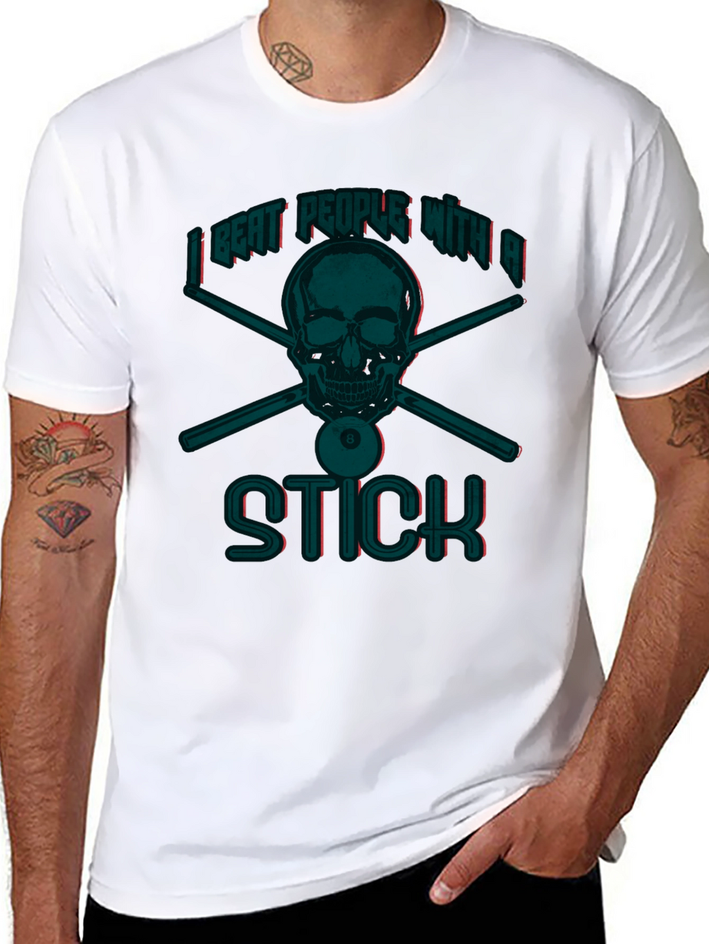I Beat People With A Stick Funny Billiards T-Shirt