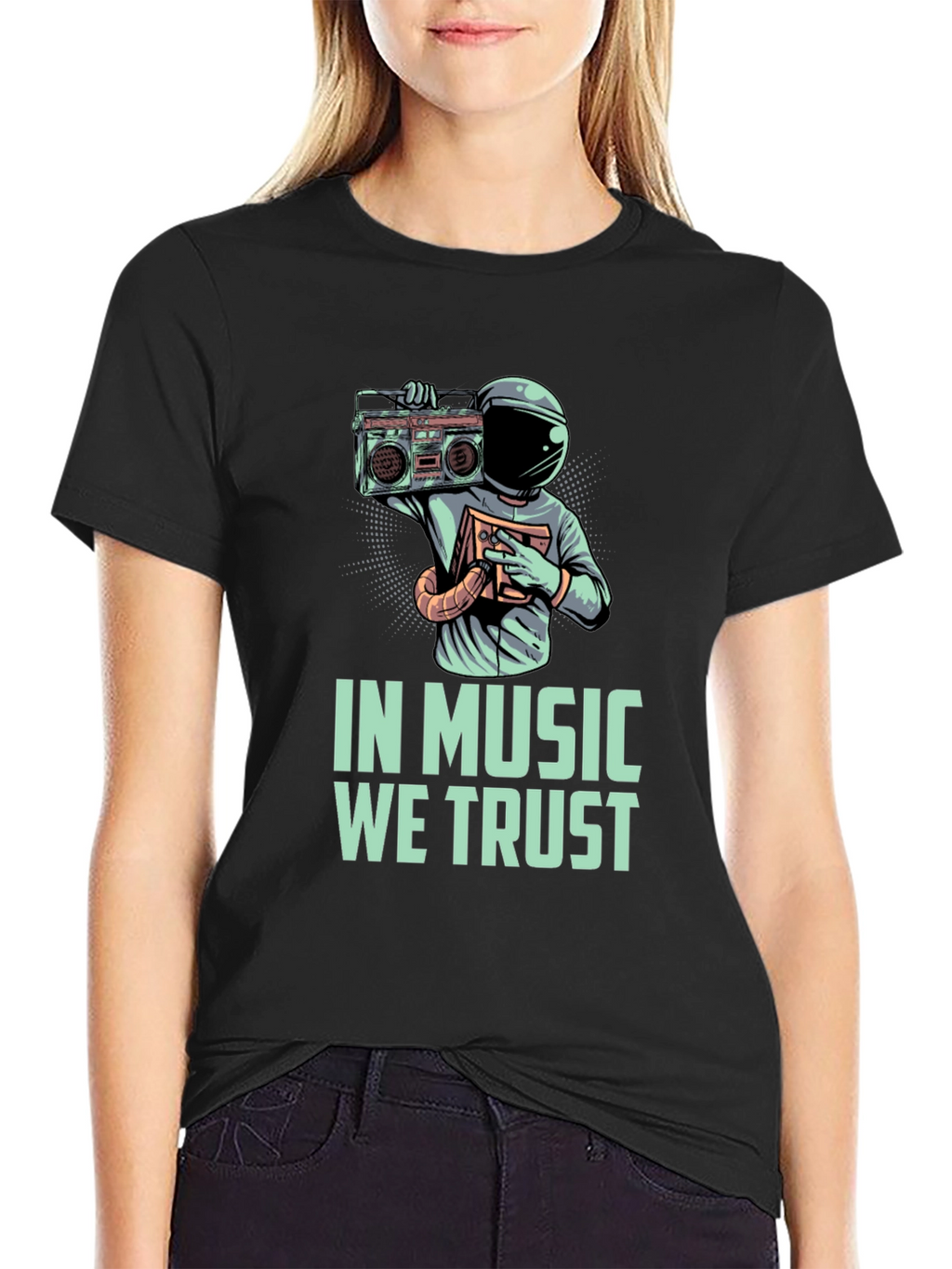 In Music We Trust T-Shirt Astronaut with Boombox
