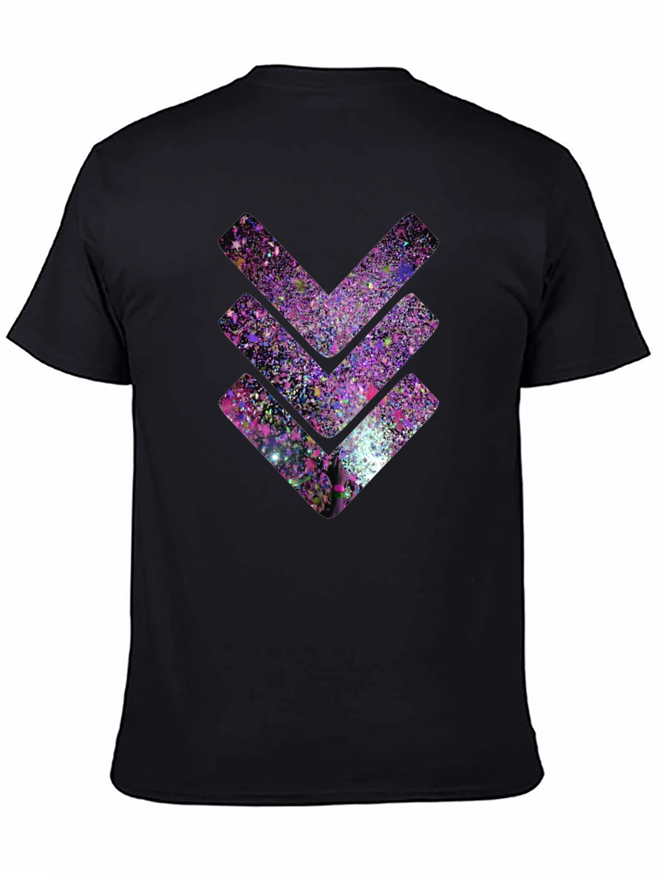 Cosmic Chevron Graphic Tee - Black Cotton T-Shirt