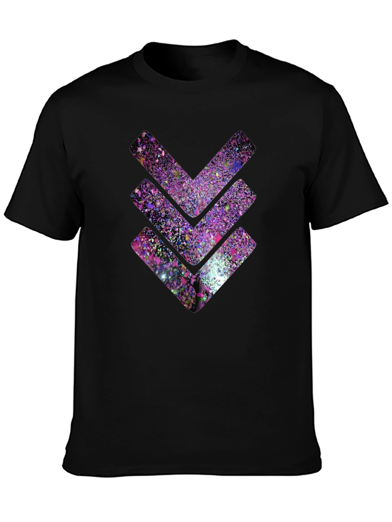 Cosmic Chevron Graphic Tee - Black Cotton T-Shirt