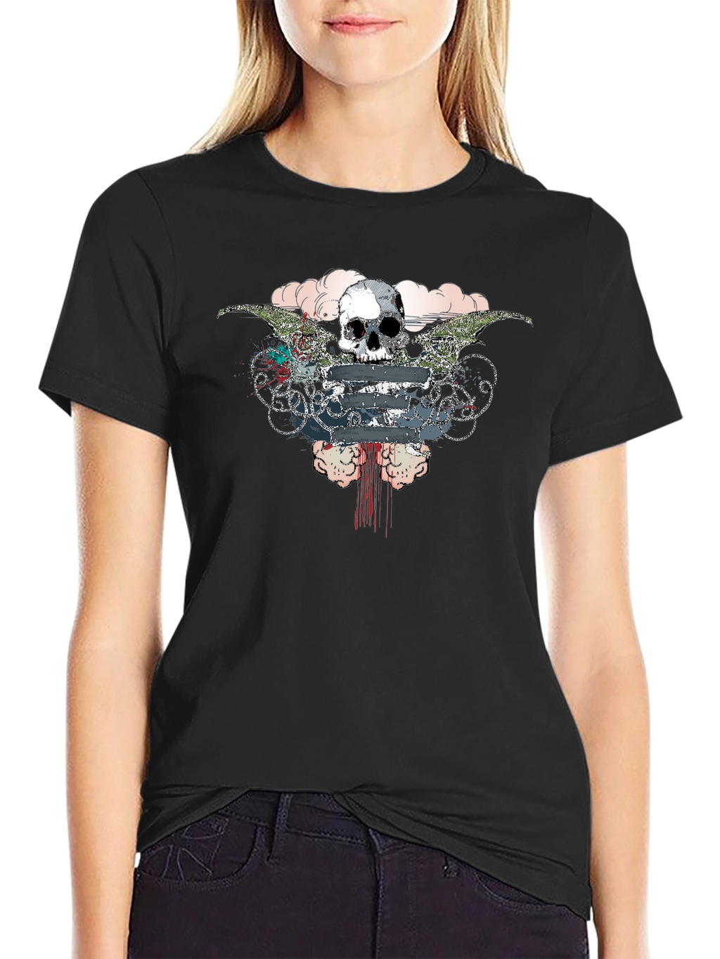 Skull & Wings Graphic Tee - Mens Black T-Shirt