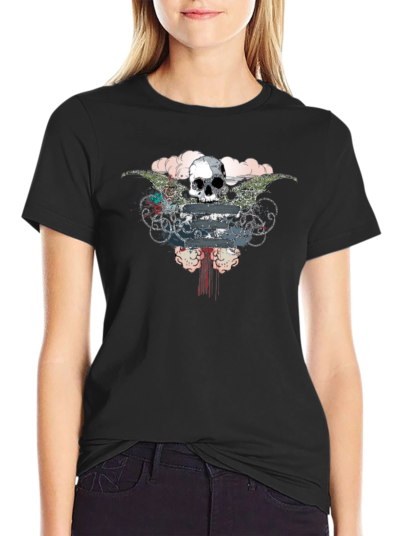 Skull & Wings Graphic Tee - Mens Black T-Shirt