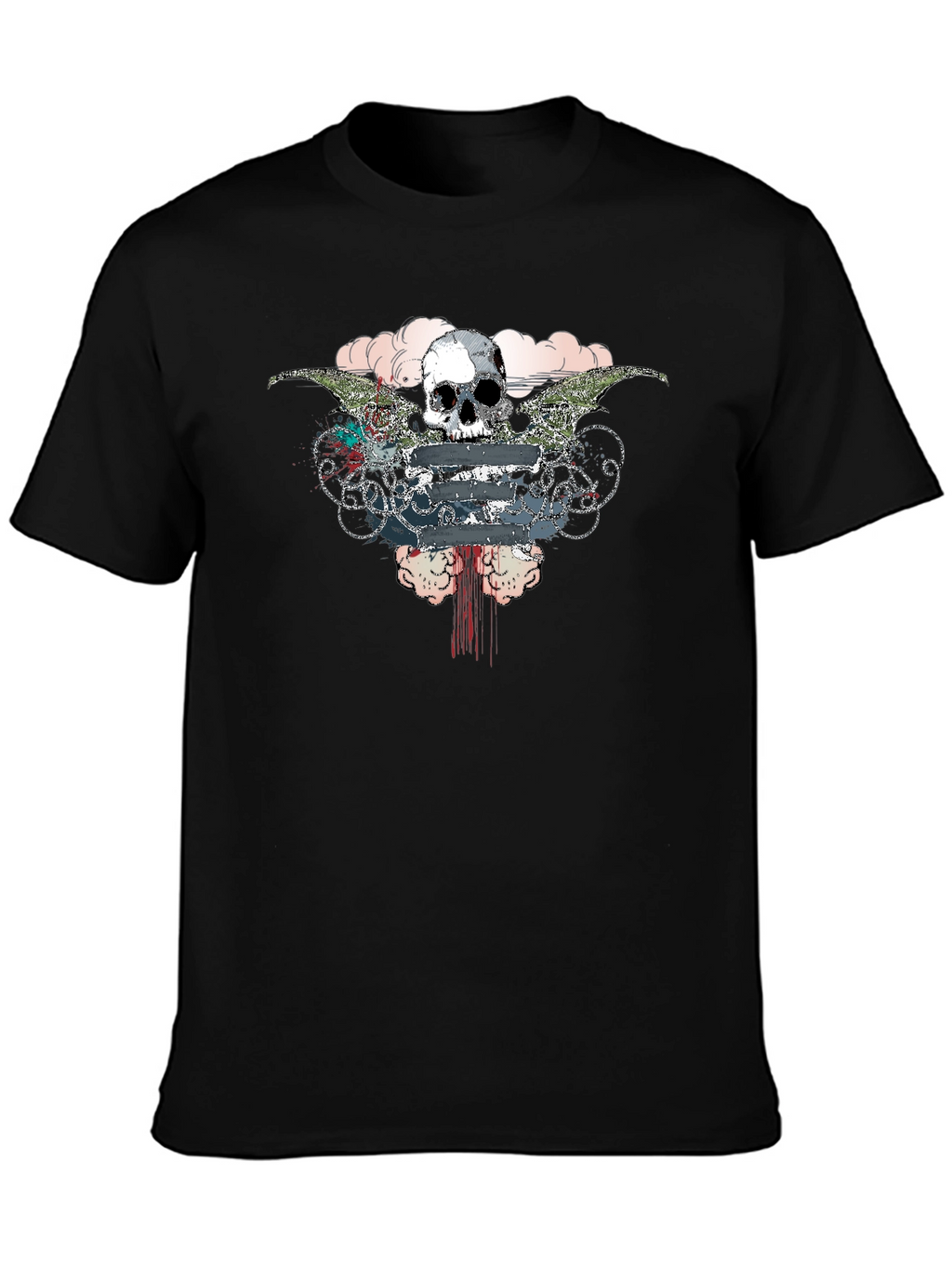 Skull & Wings Graphic Tee - Mens Black T-Shirt