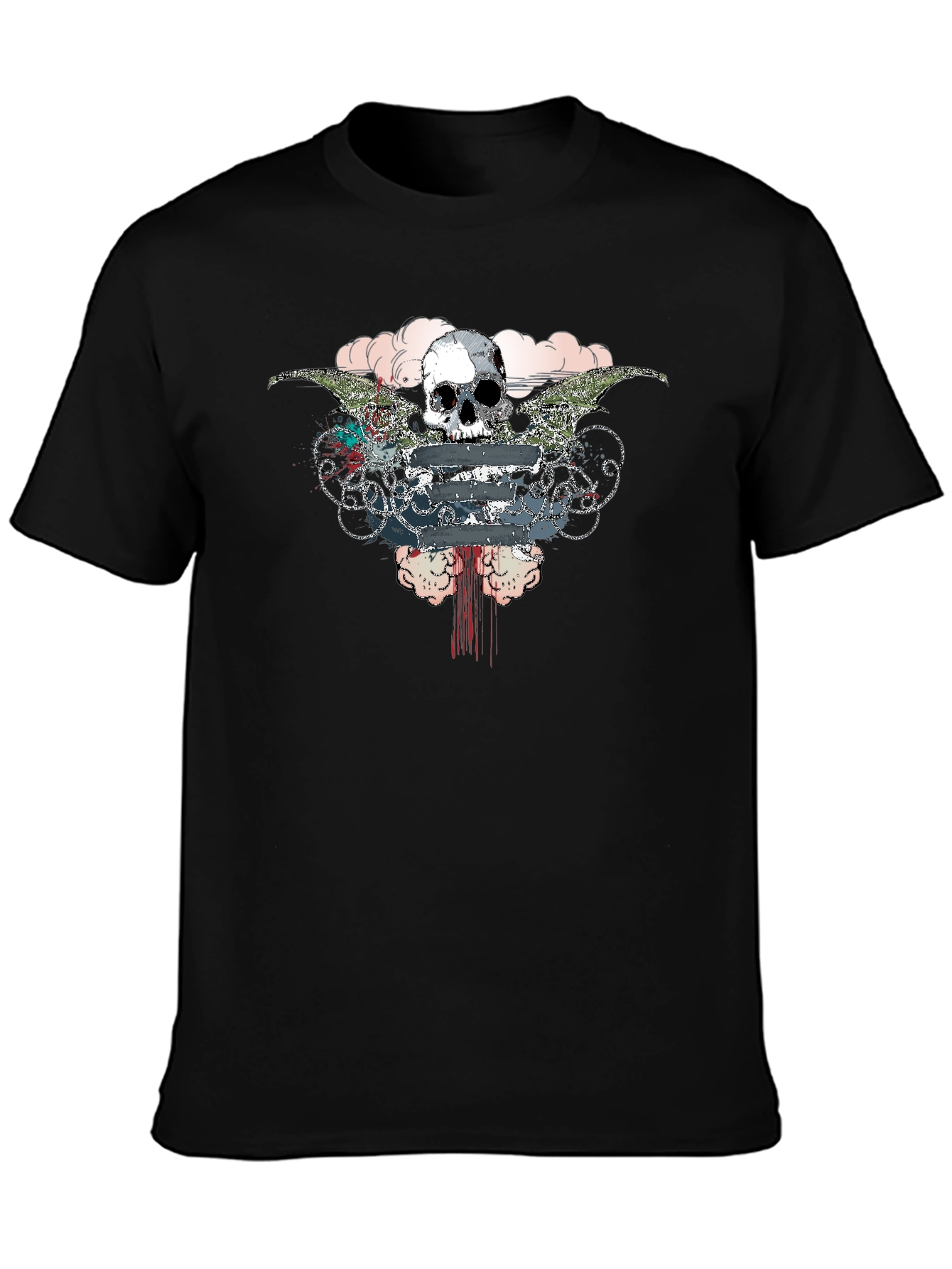 Skull & Wings Graphic Tee - Mens Black T-Shirt