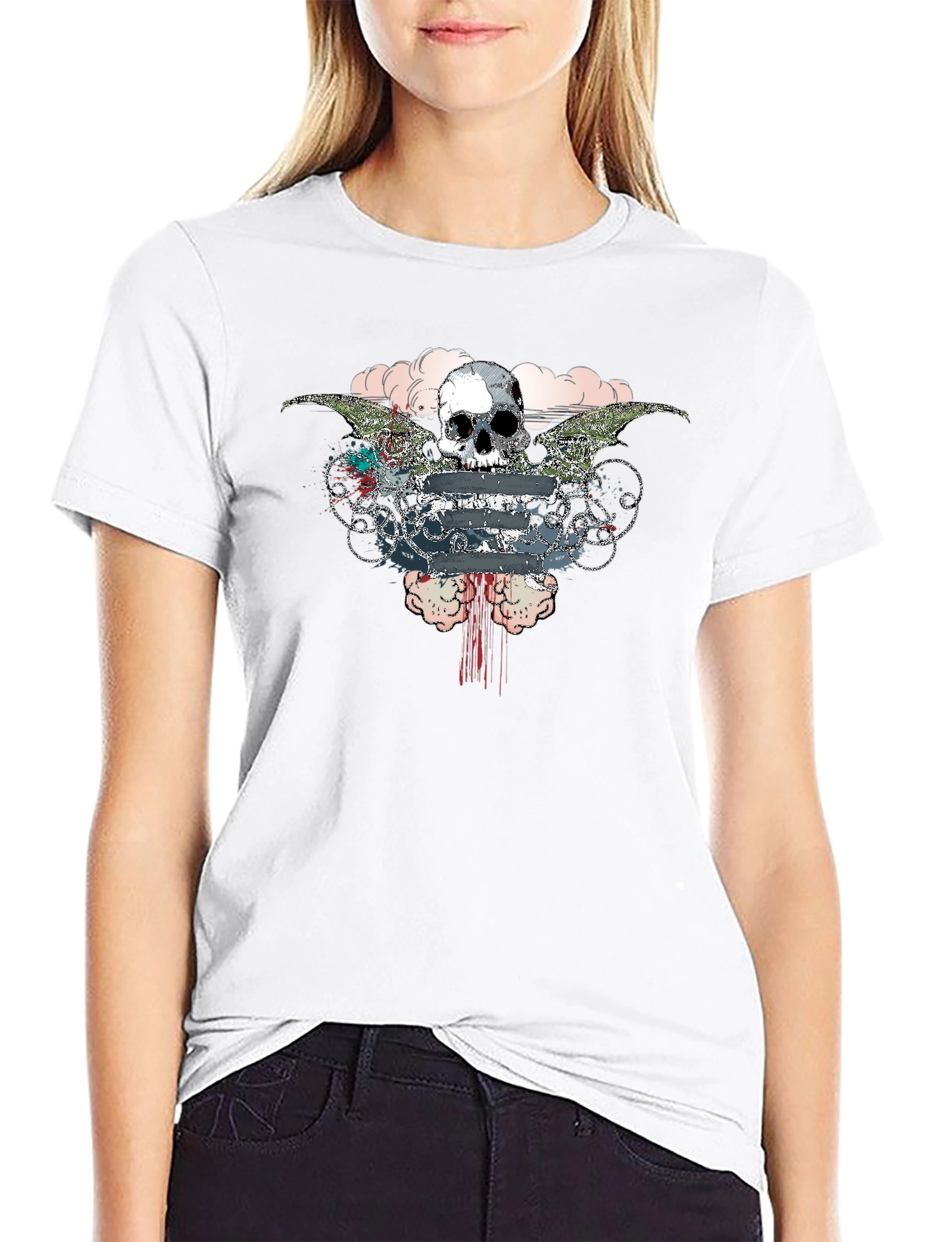 Skull & Wings Graphic Tee - Mens Black T-Shirt