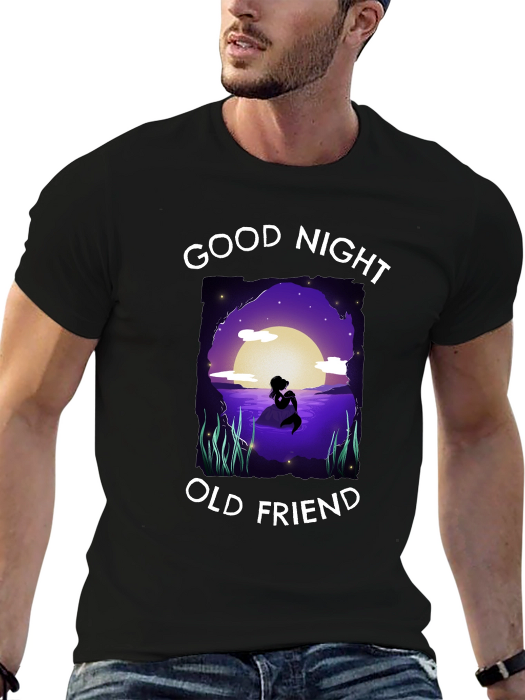 Good Night Old Friend T-Shirt - Mermaid Silhouette