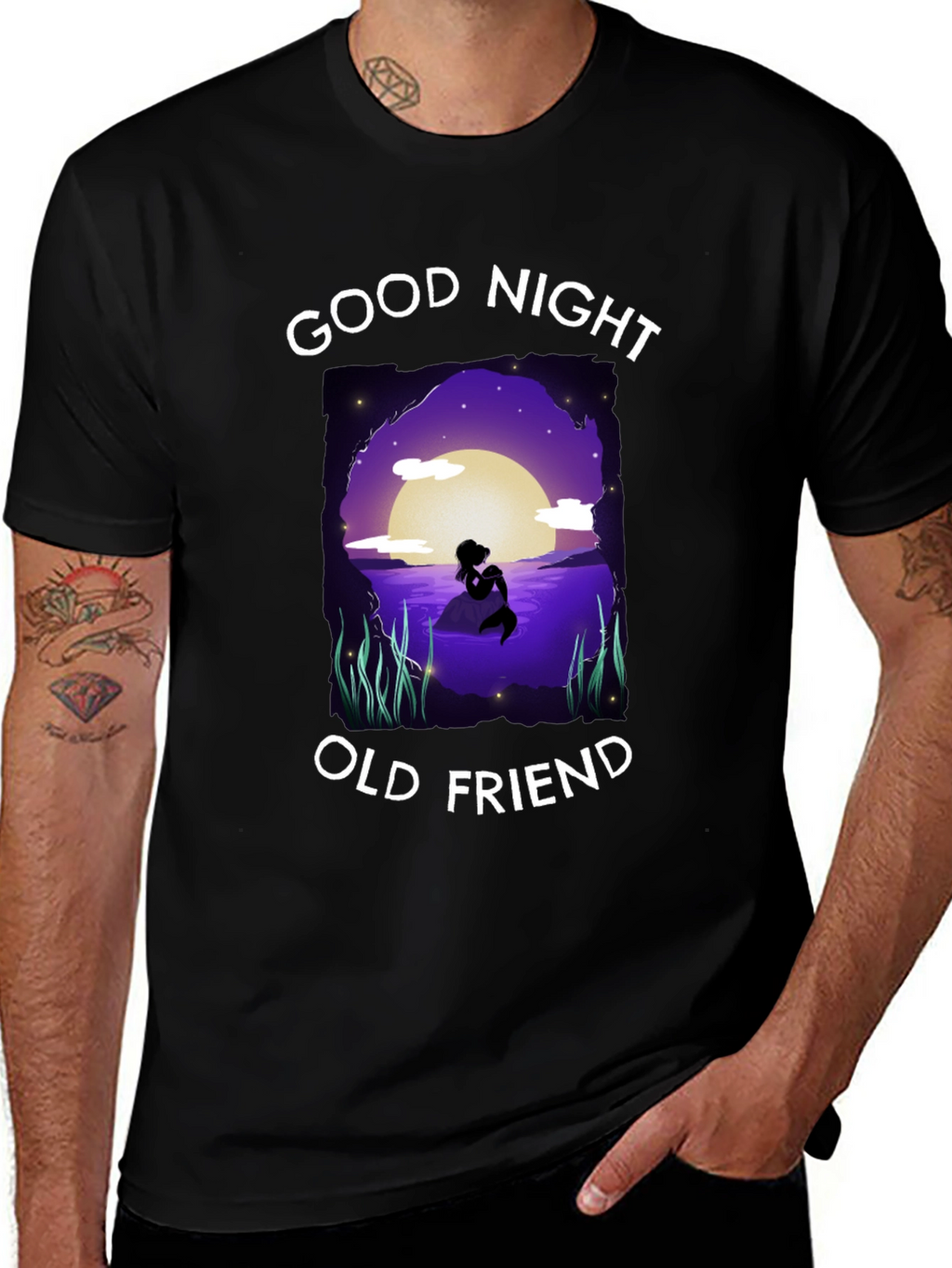 Good Night Old Friend T-Shirt - Mermaid Silhouette