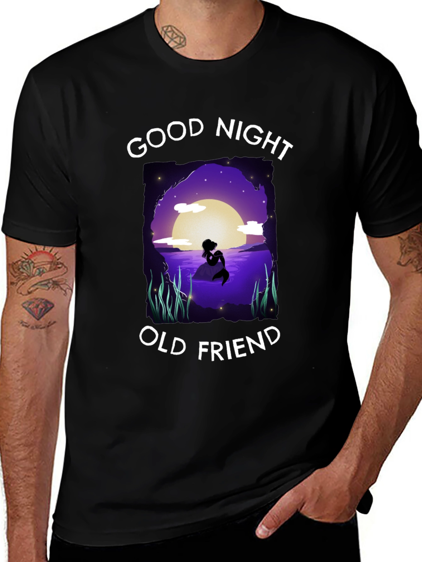 Good Night Old Friend T-Shirt - Mermaid Silhouette