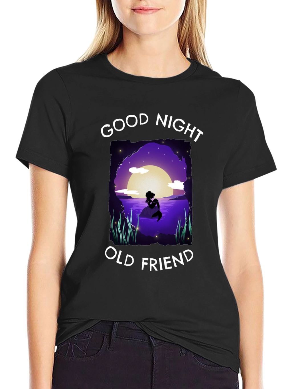 Good Night Old Friend T-Shirt - Mermaid Silhouette