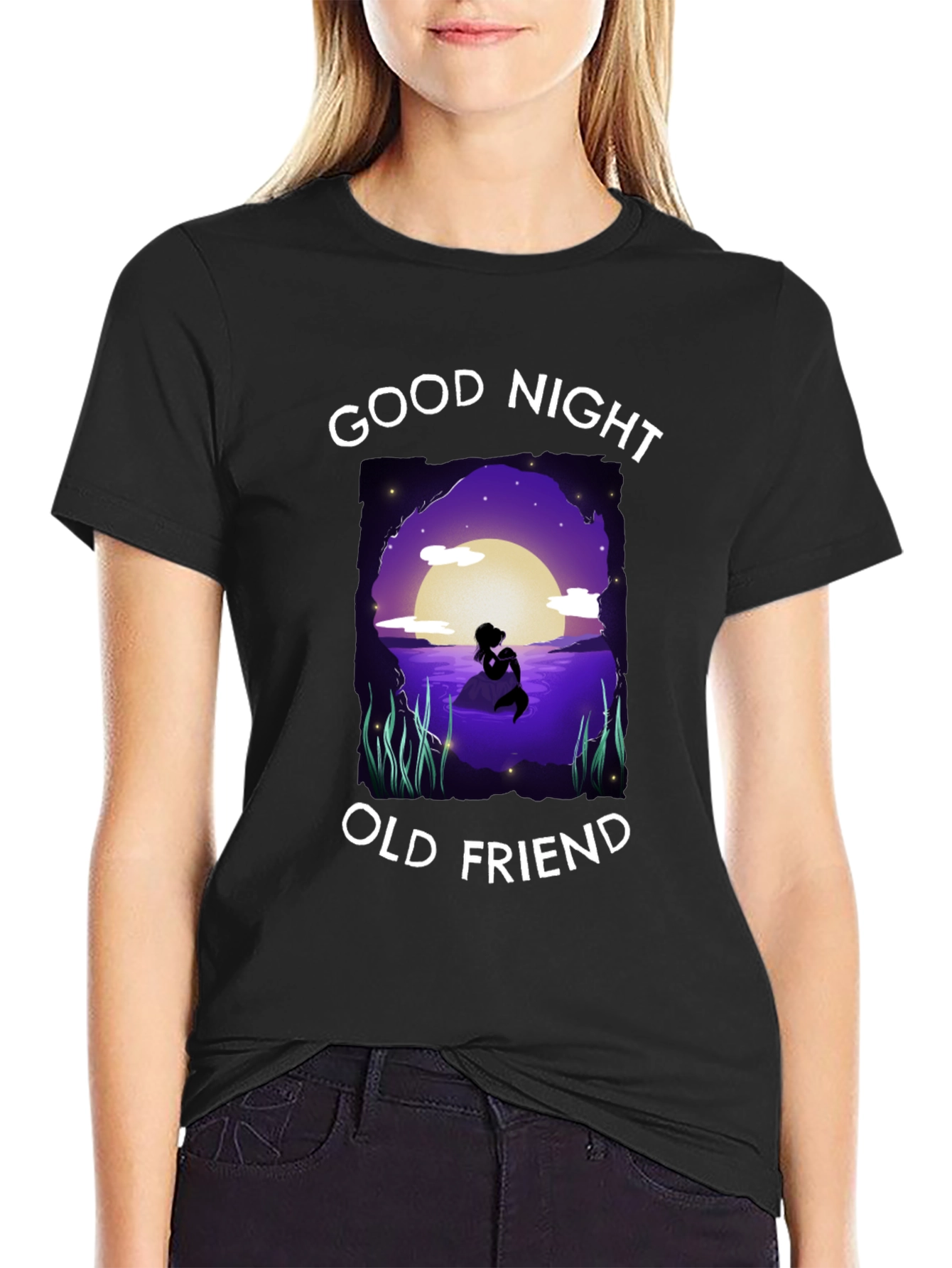 Good Night Old Friend T-Shirt - Mermaid Silhouette
