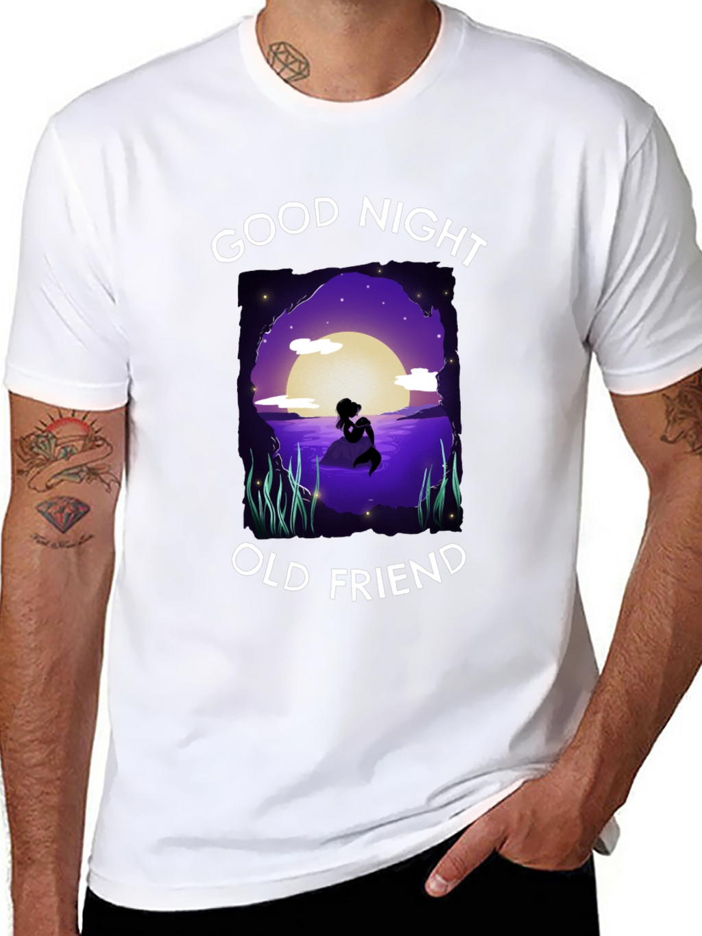 Good Night Old Friend T-Shirt - Mermaid Silhouette