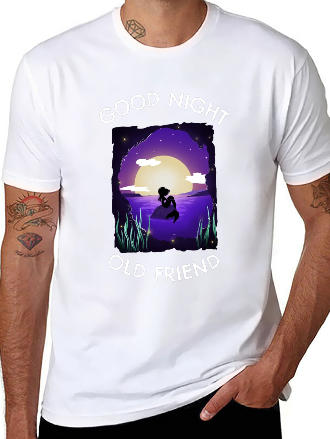 Good Night Old Friend T-Shirt - Mermaid Silhouette