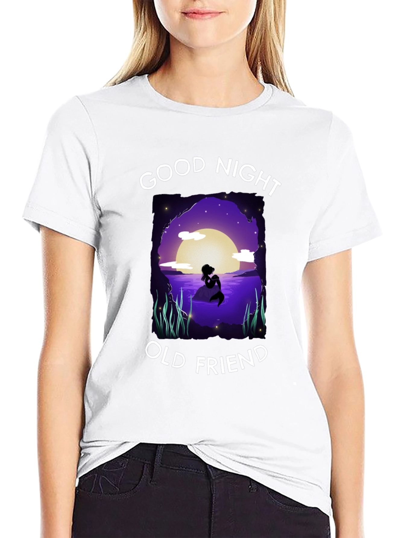 Good Night Old Friend T-Shirt - Mermaid Silhouette