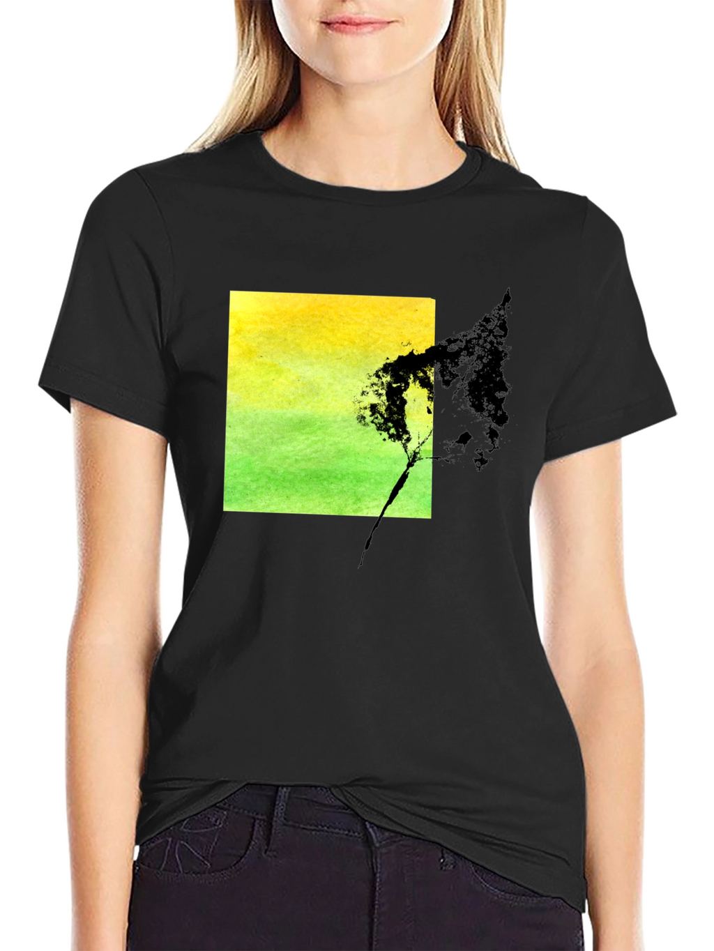 Nature Square Graphic Black T-Shirt