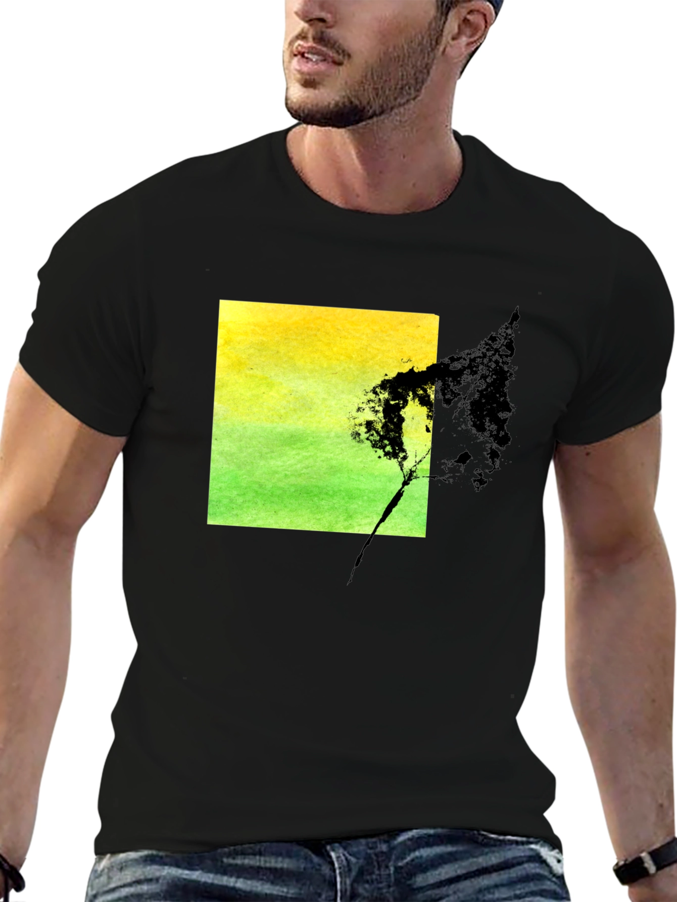Nature Square Graphic Black T-Shirt