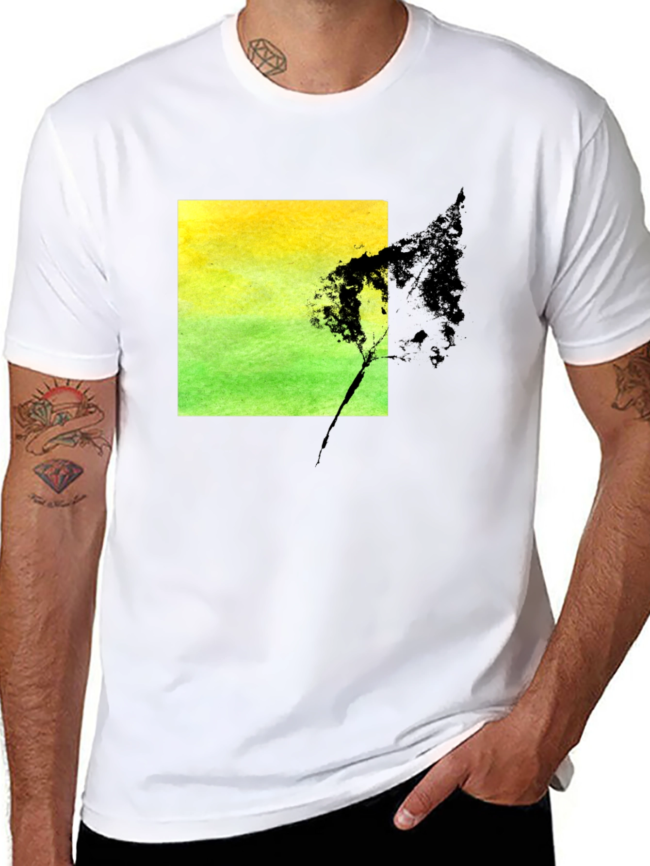 Nature Square Graphic Black T-Shirt