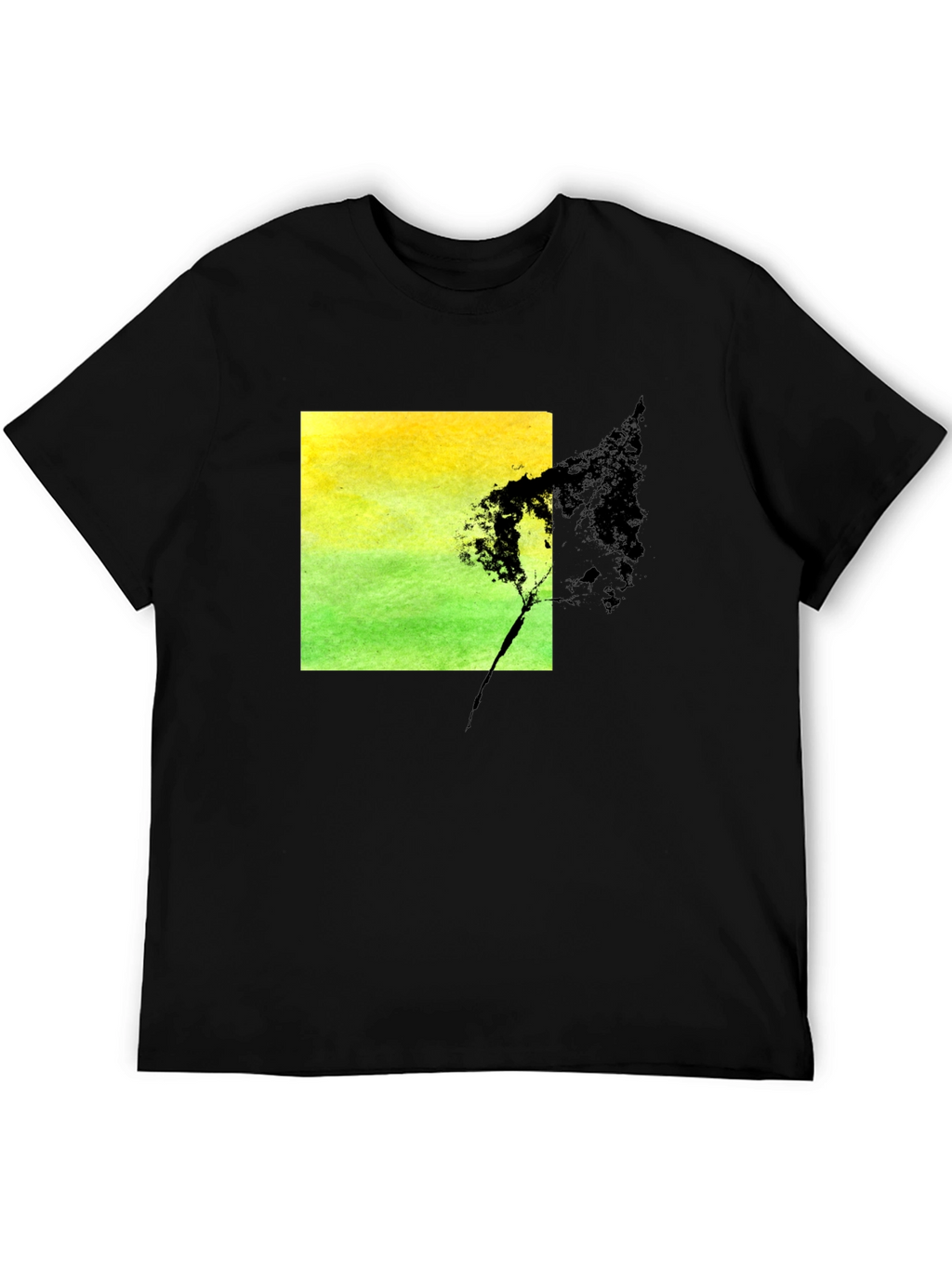 Nature Square Graphic Black T-Shirt