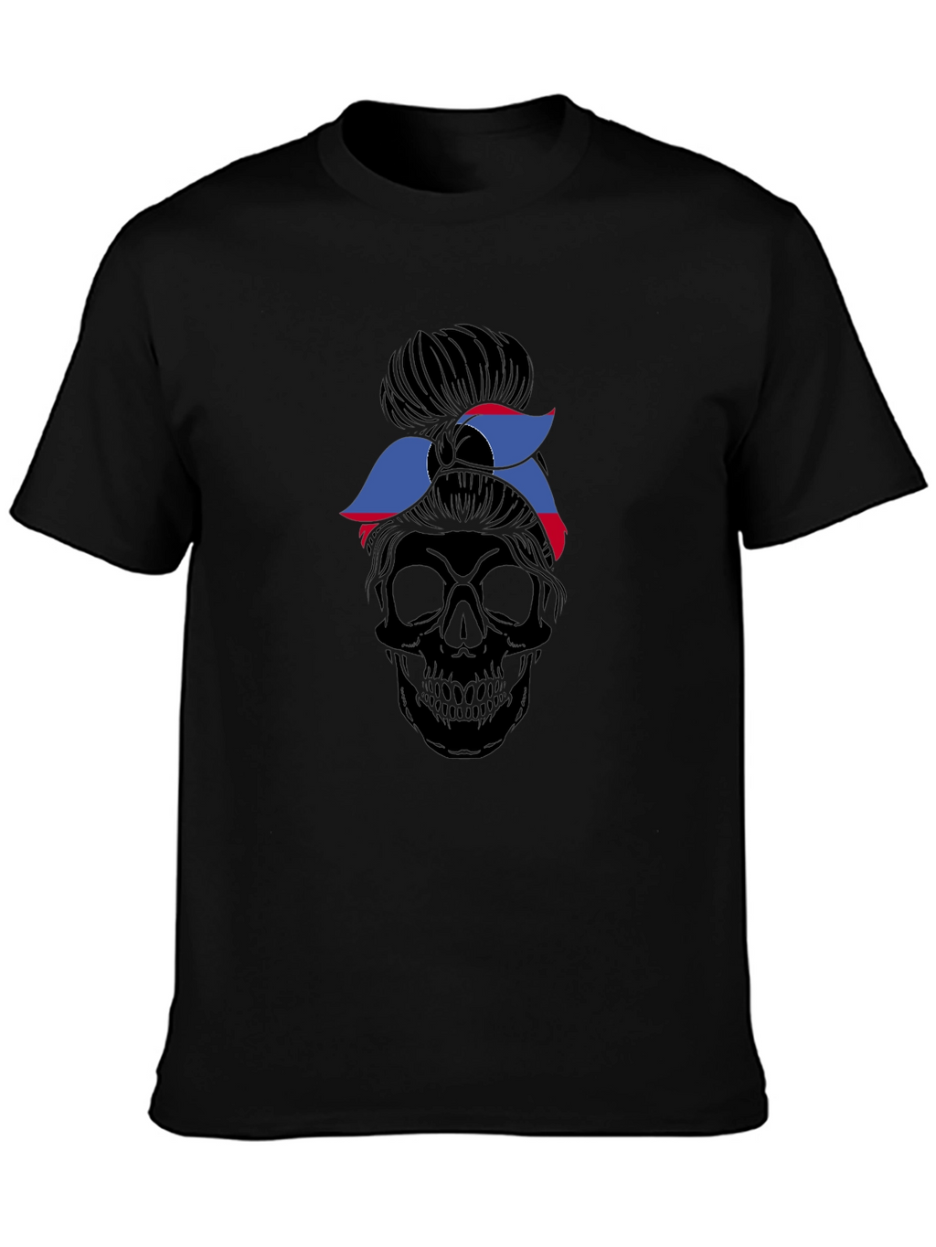 Skull Messy Bun T-Shirt: Edgy Graphic Tee