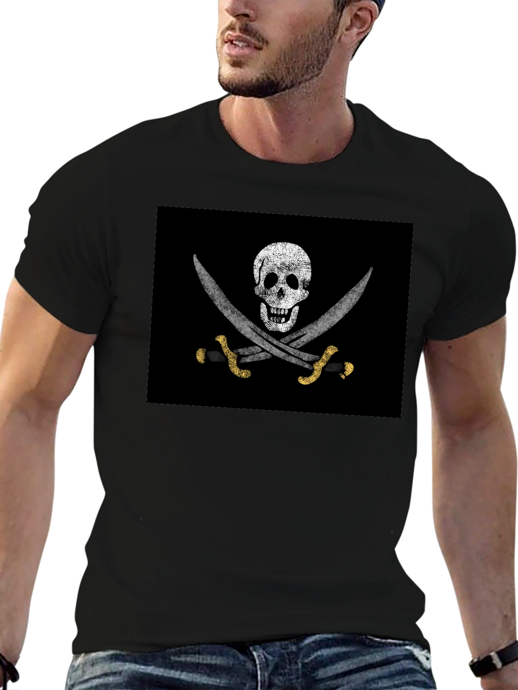 Pirate Skull & Swords Graphic T-Shirt - Black