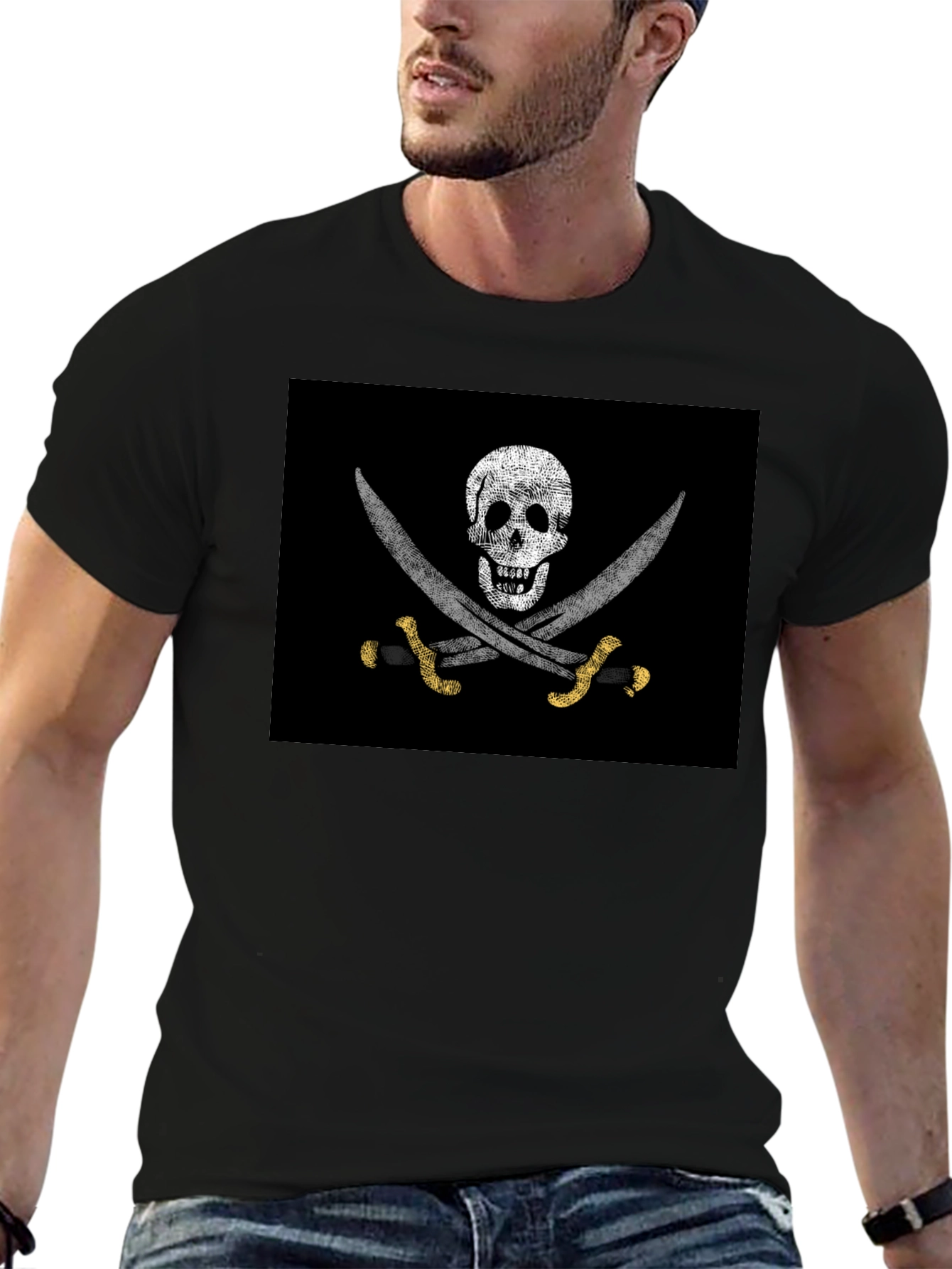 Pirate Skull & Swords Graphic T-Shirt - Black