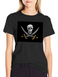 Pirate Skull & Swords Graphic T-Shirt - Black