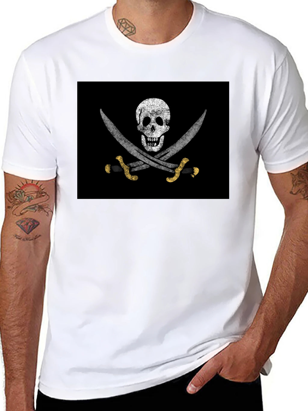 Pirate Skull & Swords Graphic T-Shirt - Black