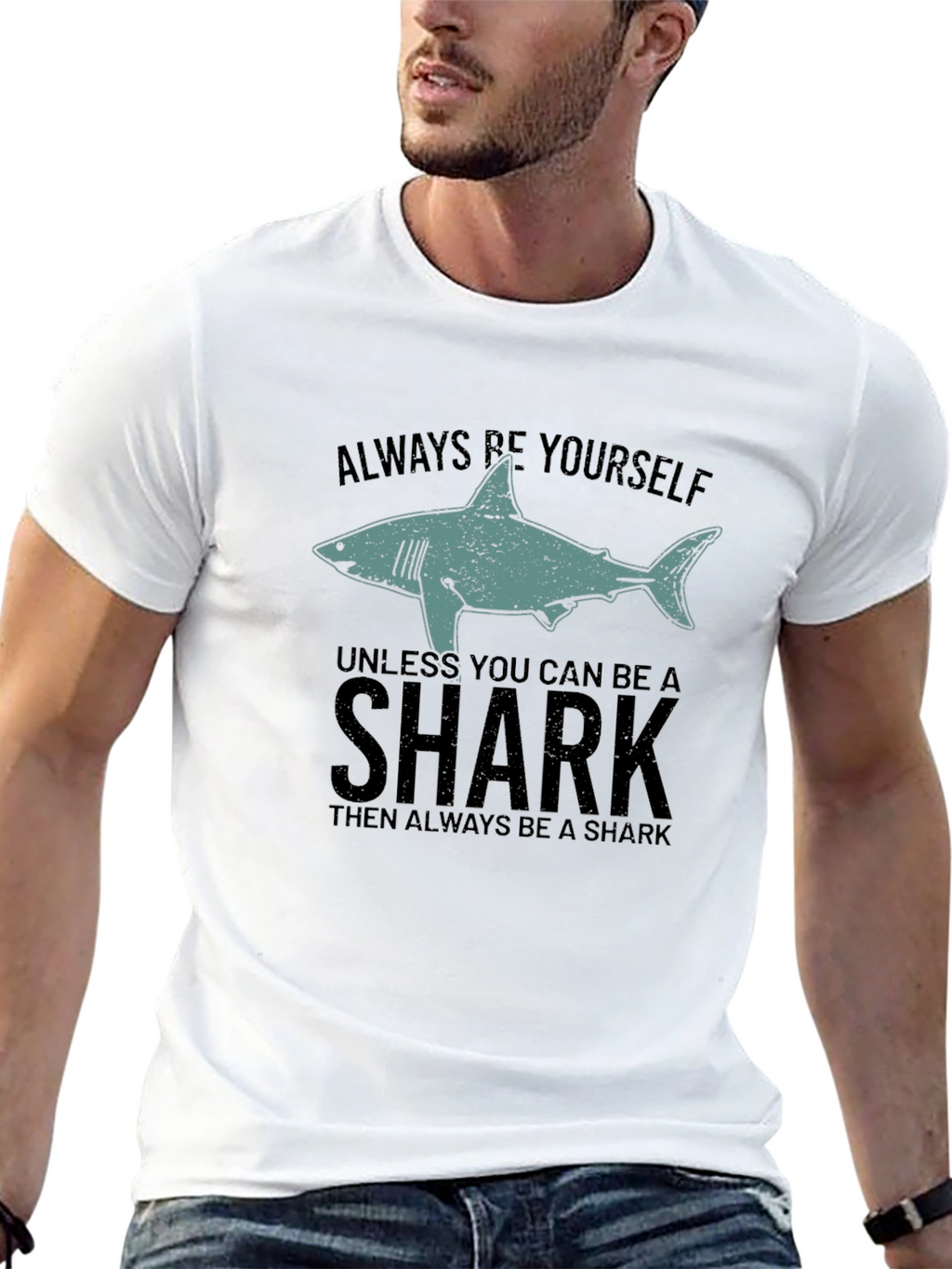 Always Be Yourself Shark Graphic Black T-Shirt