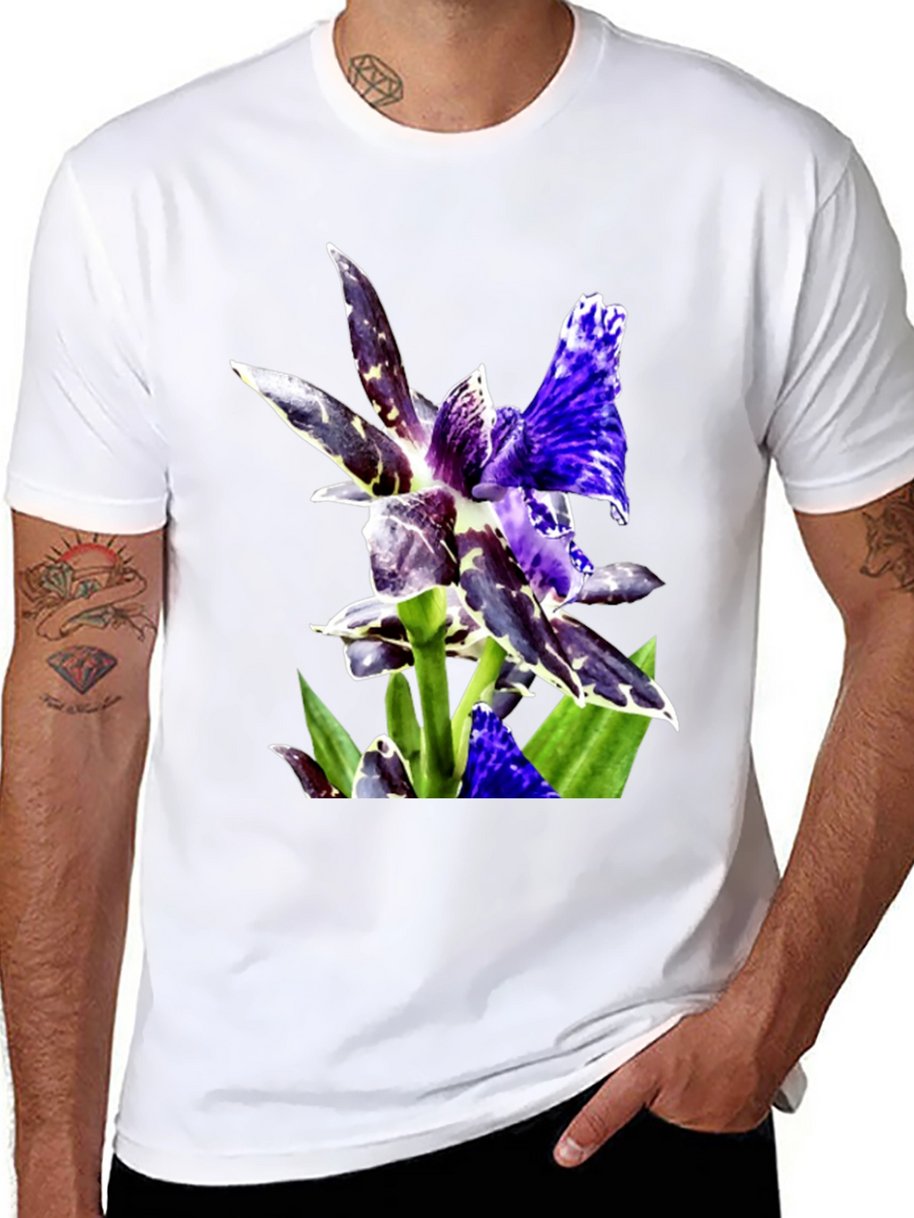 Botanical Orchid Graphic Tee - Black