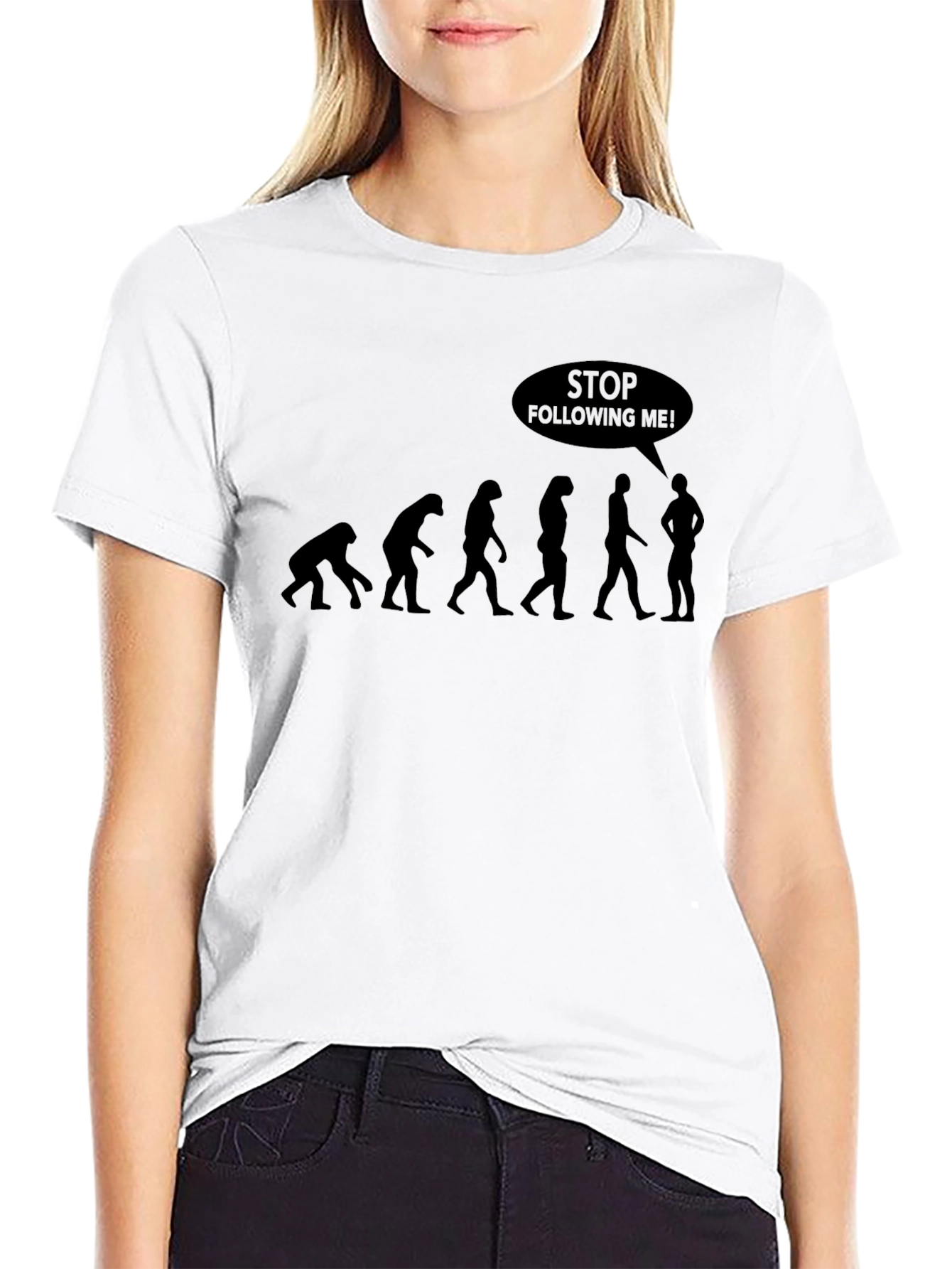 Evolution Stop Following Me! Black T-Shirt