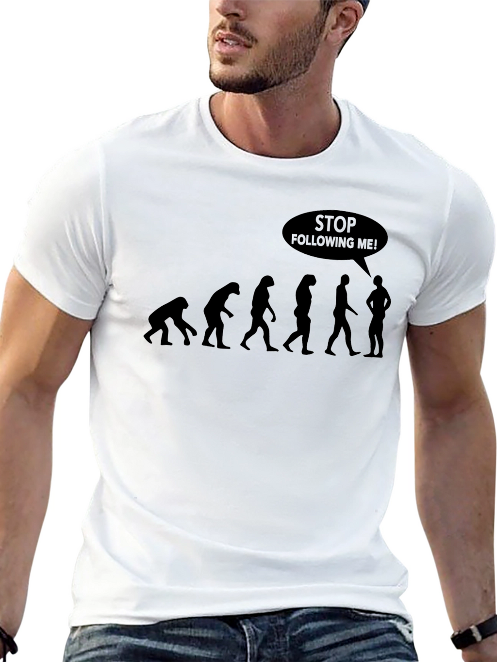 Evolution Stop Following Me! Black T-Shirt