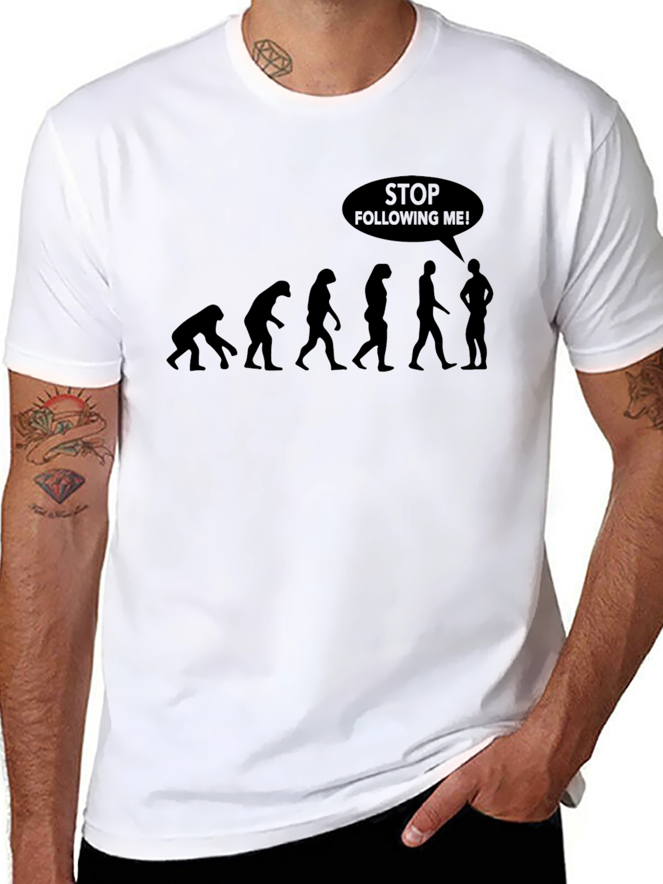 Evolution Stop Following Me! Black T-Shirt