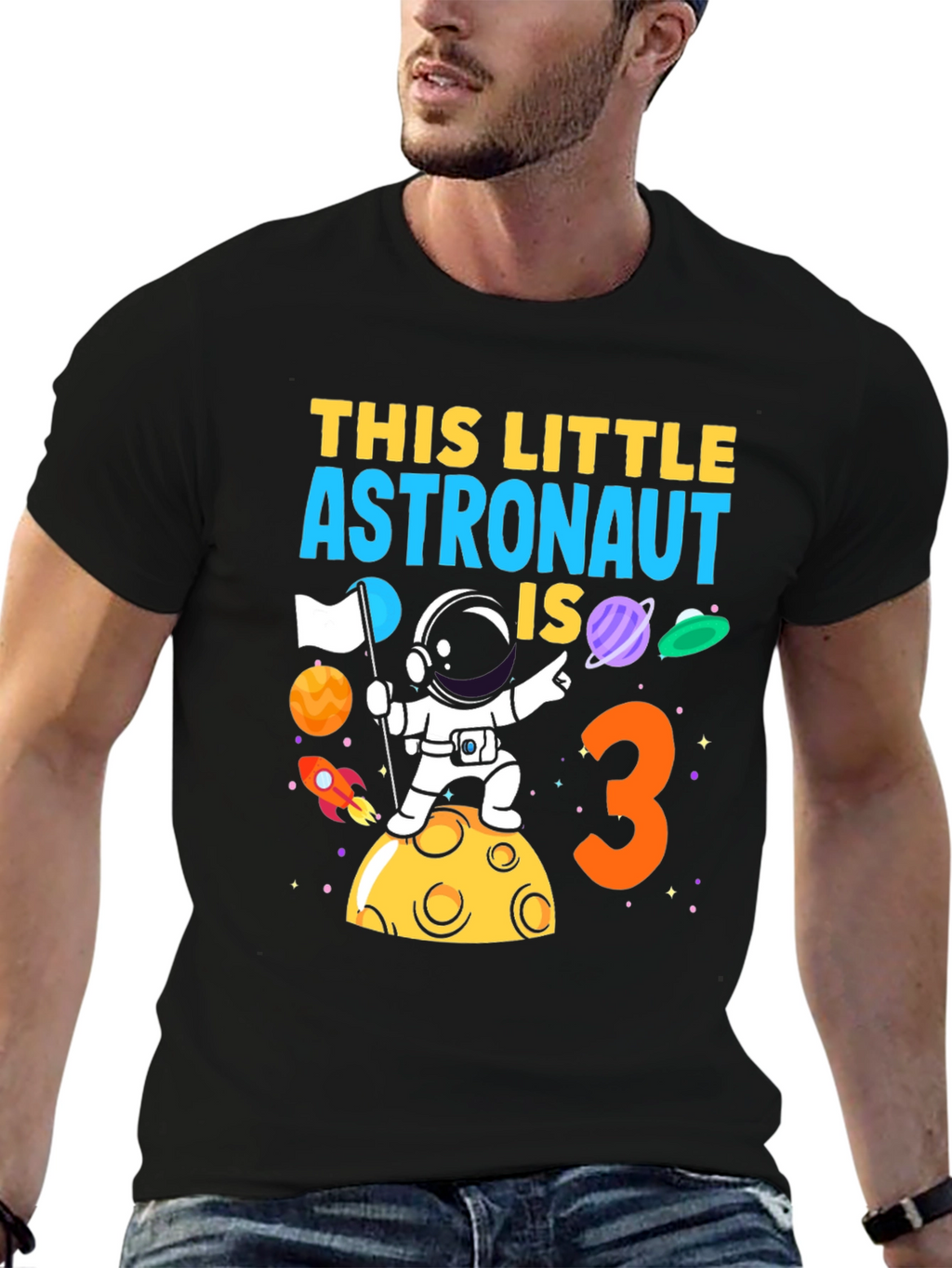 Astronaut Birthday T-Shirt - This Little Astronaut is 3