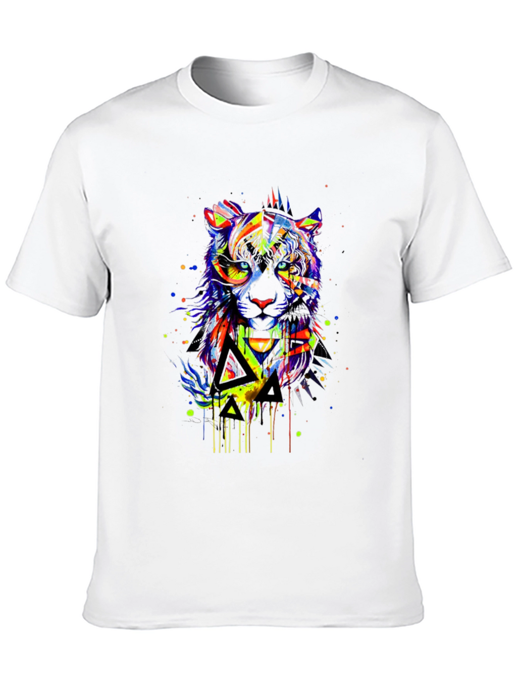 Vibrant Abstract Tiger Graphic Black T-Shirt