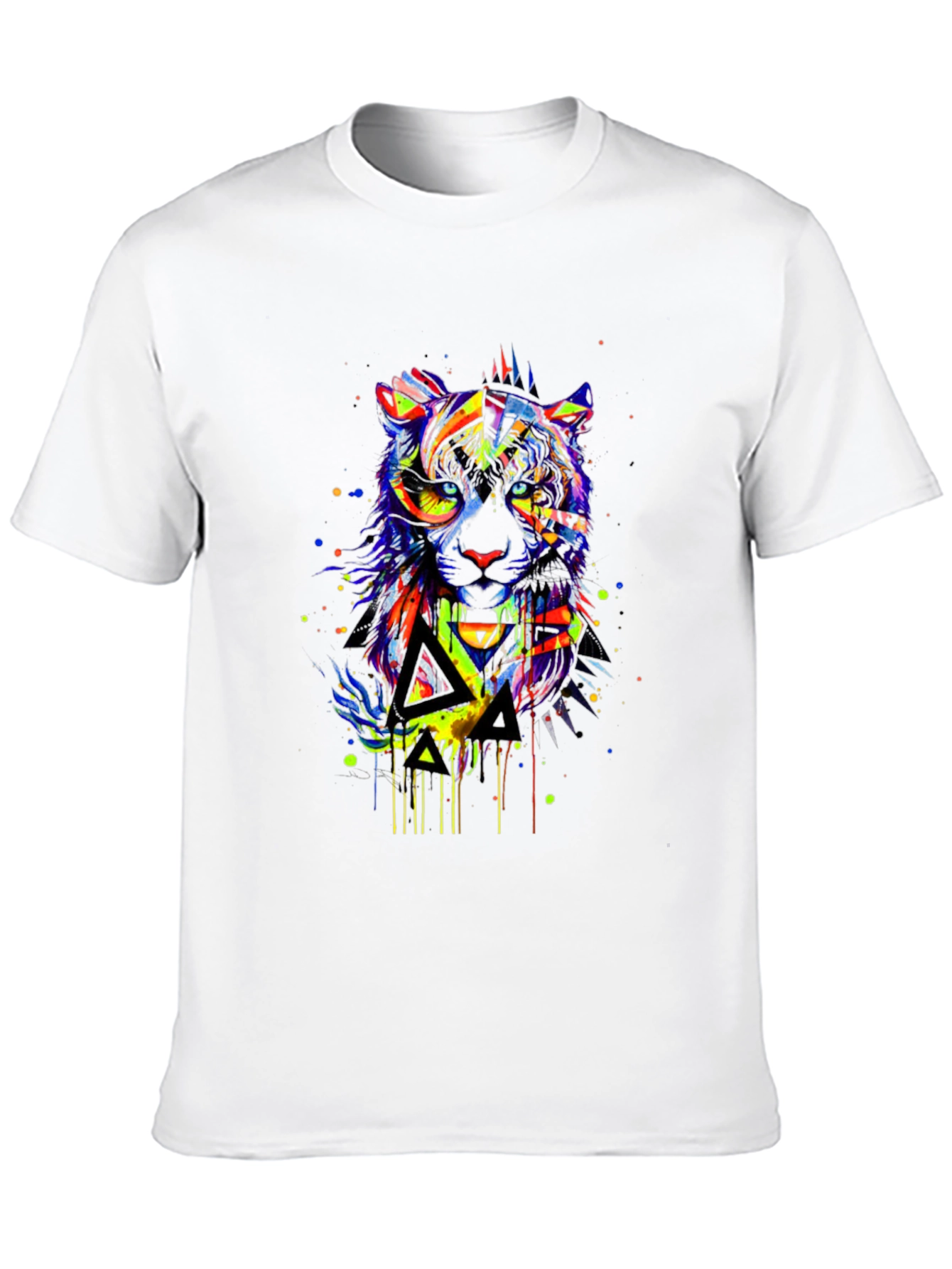 Vibrant Abstract Tiger Graphic Black T-Shirt