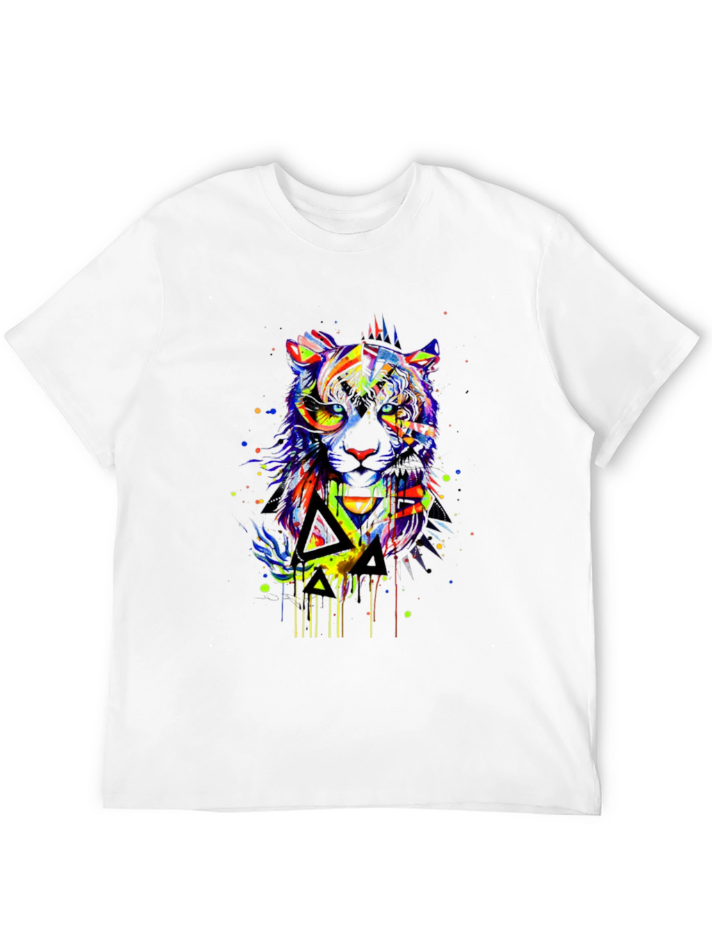 Vibrant Abstract Tiger Graphic Black T-Shirt