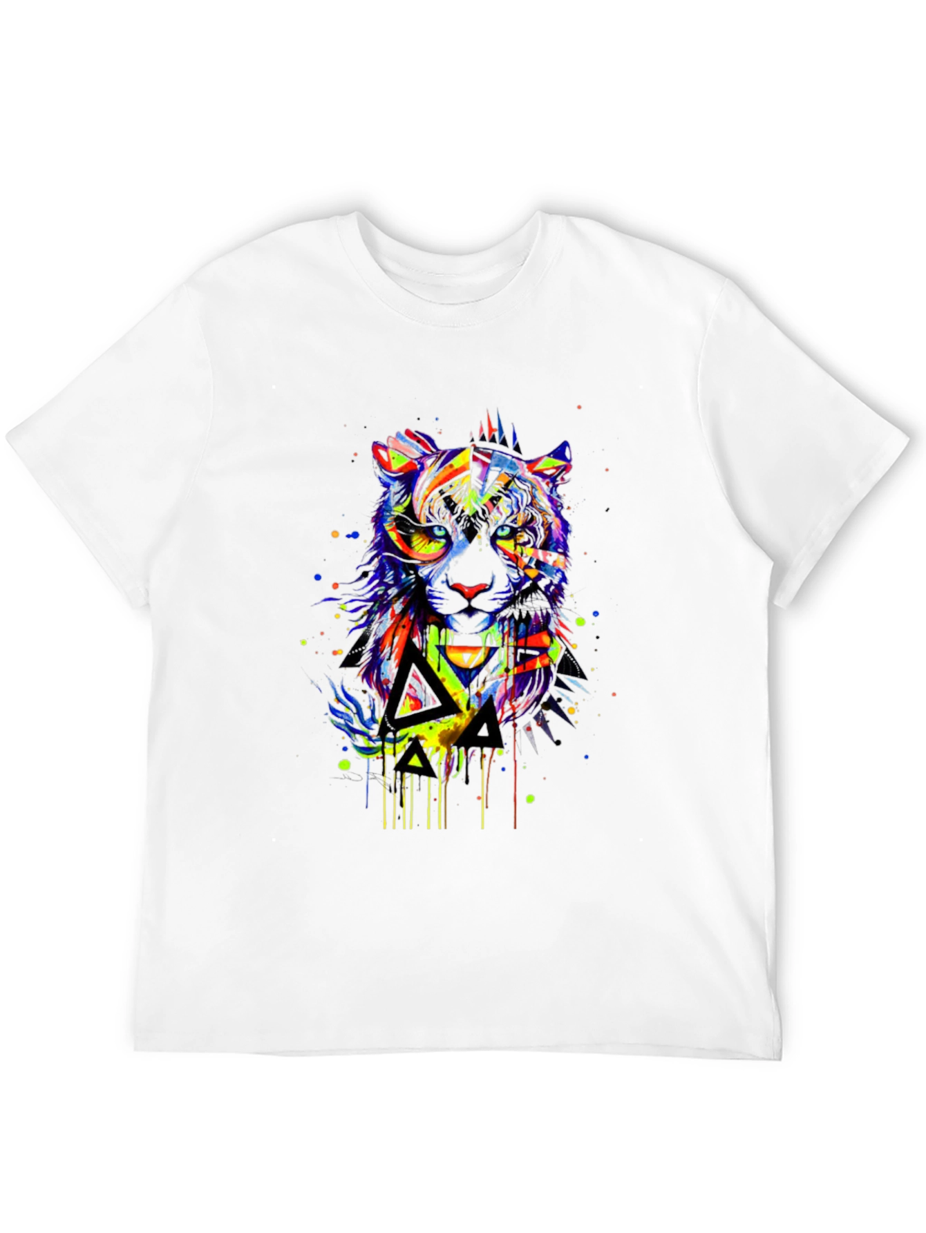 Vibrant Abstract Tiger Graphic Black T-Shirt