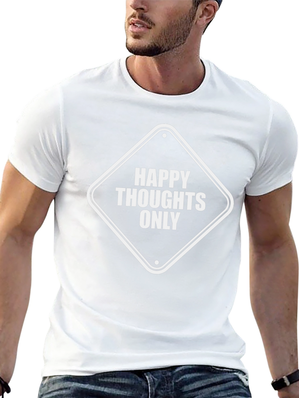 Happy Thoughts Only Graphic Tee - Unisex Black T-Shirt