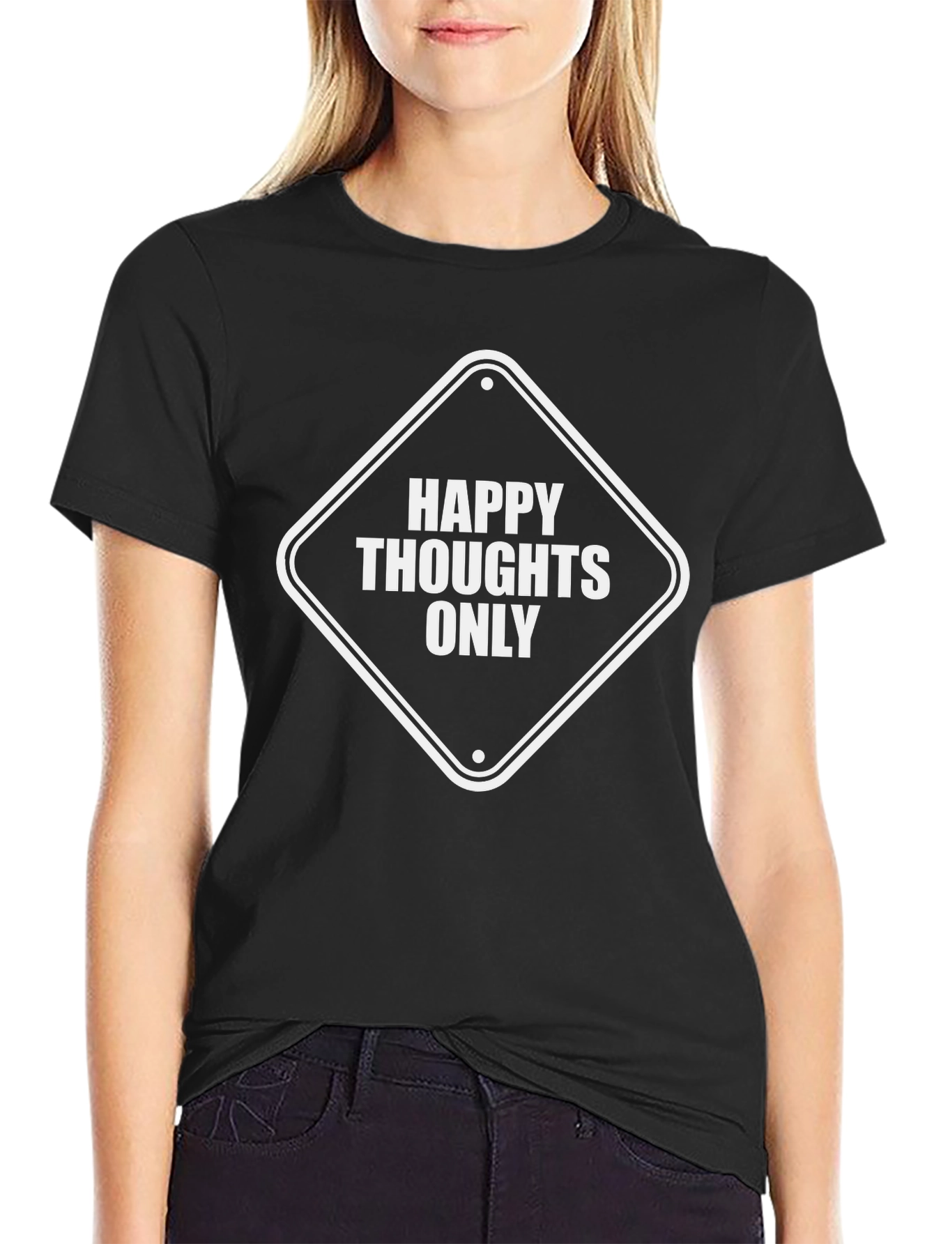 Happy Thoughts Only Graphic Tee - Unisex Black T-Shirt