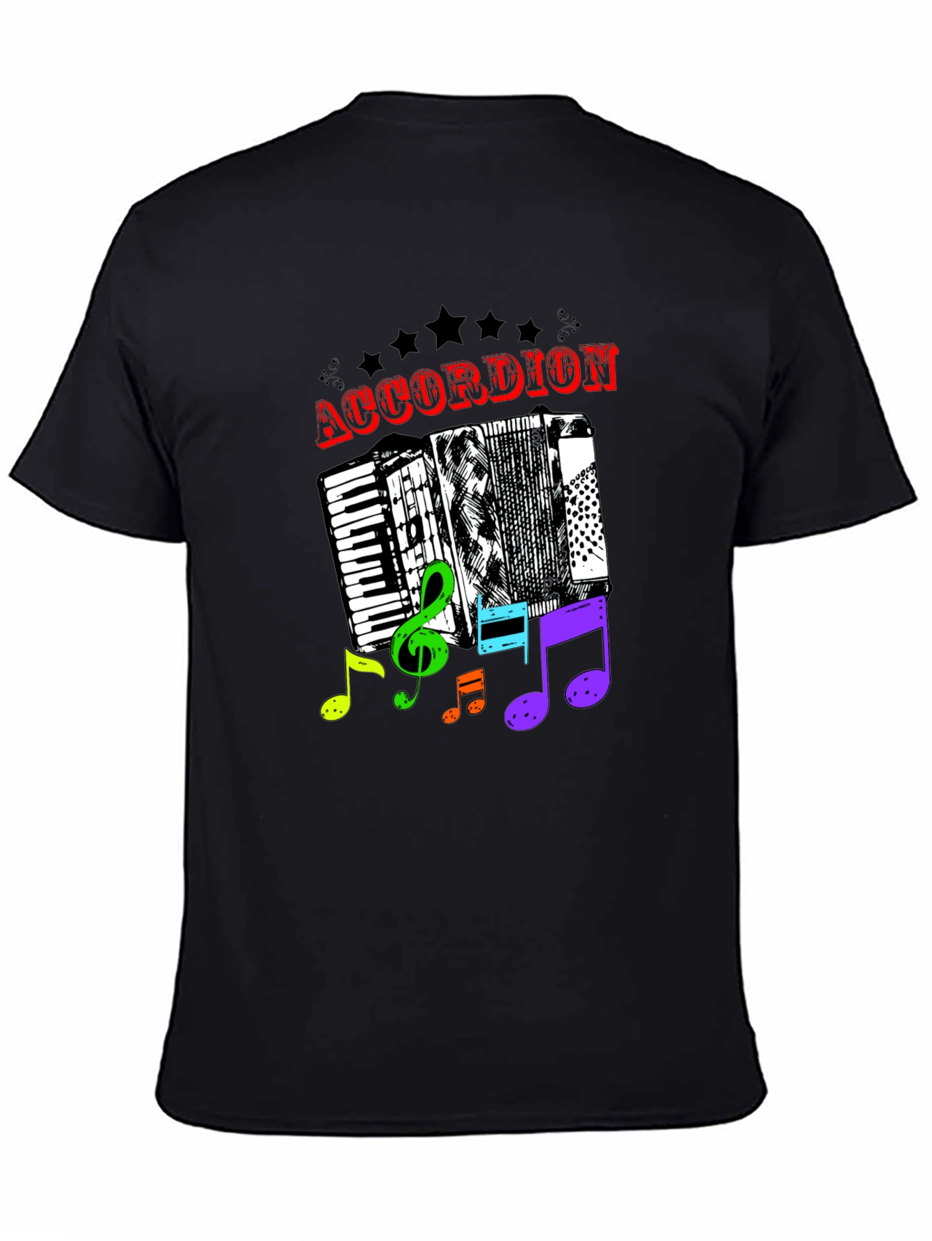 Accordion & Music Notes Graphic T-Shirt - Unisex
