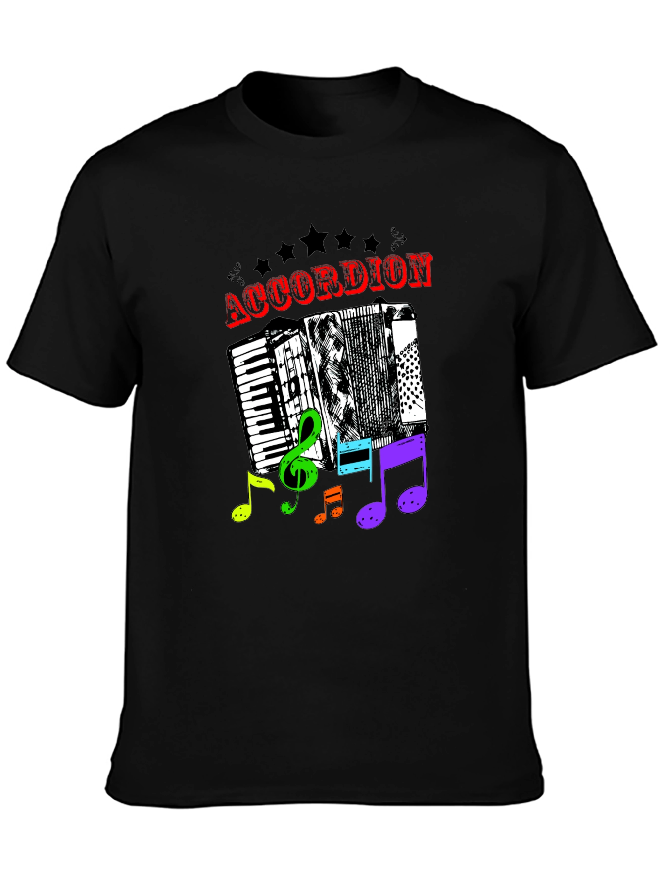 Accordion & Music Notes Graphic T-Shirt - Unisex